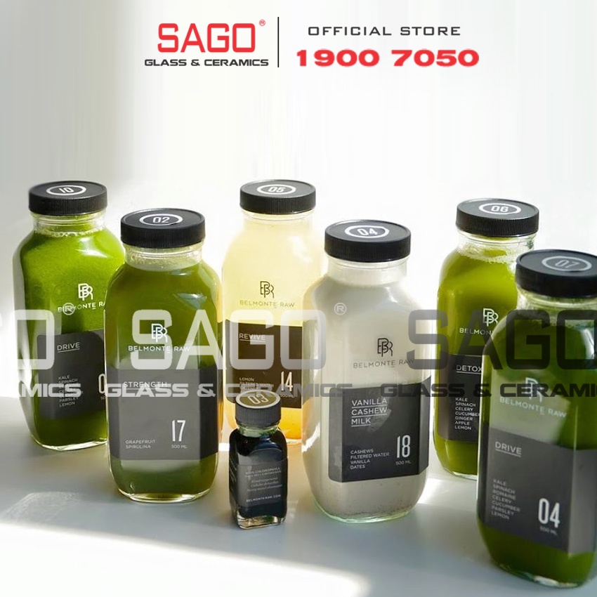Chai Thủy Tinh Vuông 500ml Nắp Nhựa , Nắp nhôm | Tuỳ Chọn
