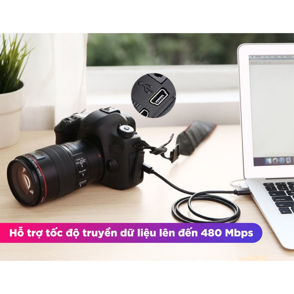 Cáp sạc USB 2.0 sang mini USB UGREEN US132 - Hàng chính hãng