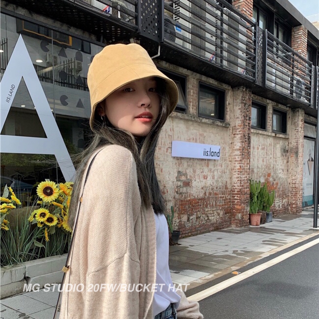 Nón Bucket Màu Sắc Đơn Giản Phong Cách Retro Nhật Bản