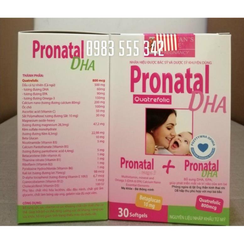 Pronatal DHA cung cấp dưỡng chất, bổ sung canxi, sắt và vitamin cho mẹ bầu và cho con bú