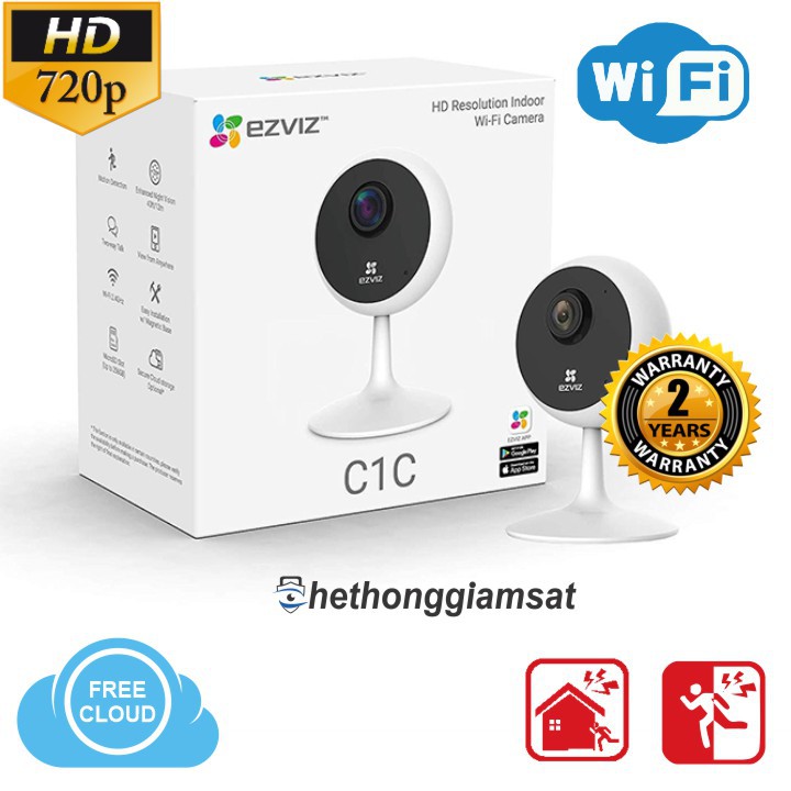 [Giá Sốc] Camera Wifi EZVIZ C1C 720P 1MPX (2020) Camera Nhỏ Ngọn, Sắt Nét, Hàng Chính Hãng, Bảo Hành 24 tháng