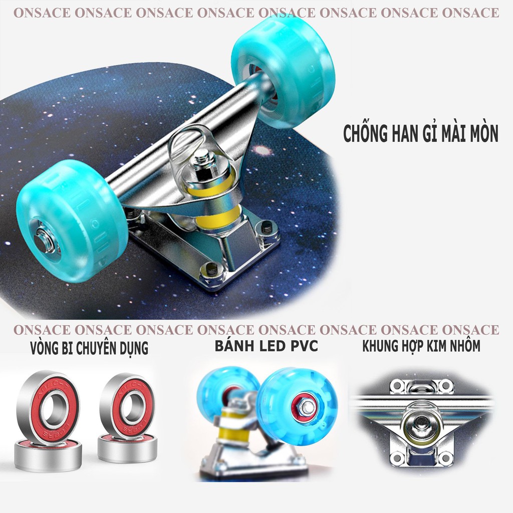 Ván Trượt Thể Thao Chuyên Nghiệp, Ván Trượt Skateboard Gỗ Phong 7 Lớp , Mặt Nhám Cao Cấp