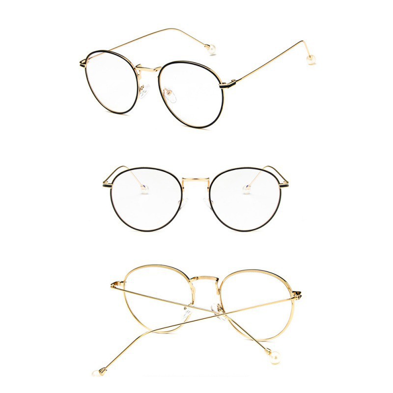 Kính gọng tròn to đính ngọc trai giả xinh xắn | BigBuy360 - bigbuy360.vn