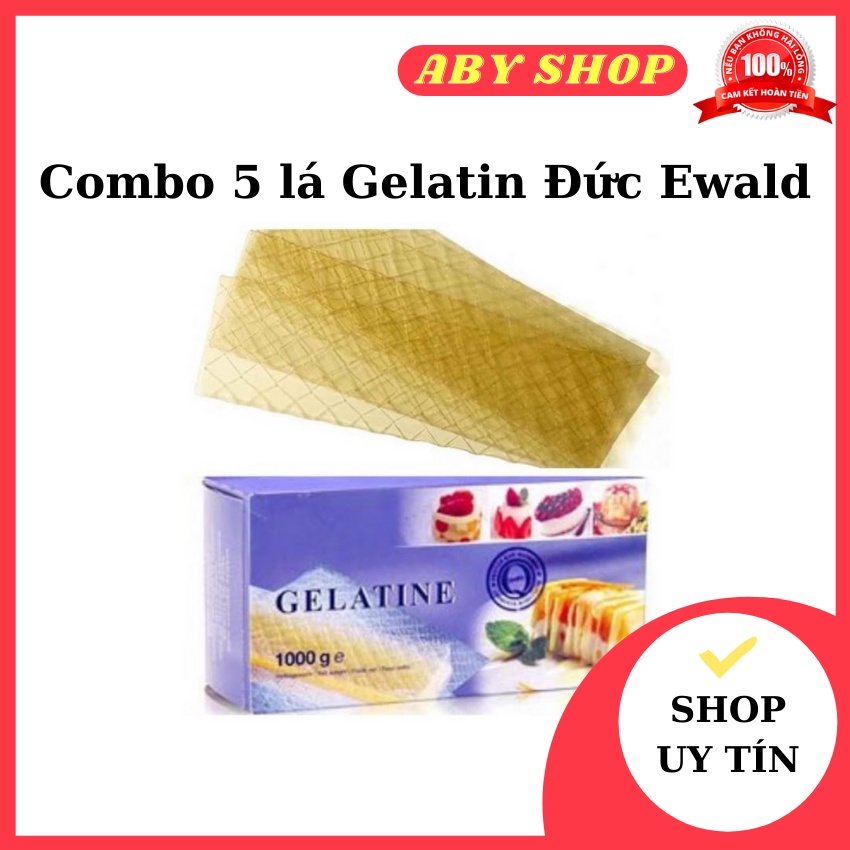 Combo 5 lá Gelatin EWALD ⚡ ĐỨC HÀNG CAO CẤP ⚡ lá gelatin nguyên liệu thường dùng trong các dòng bánh lạnh