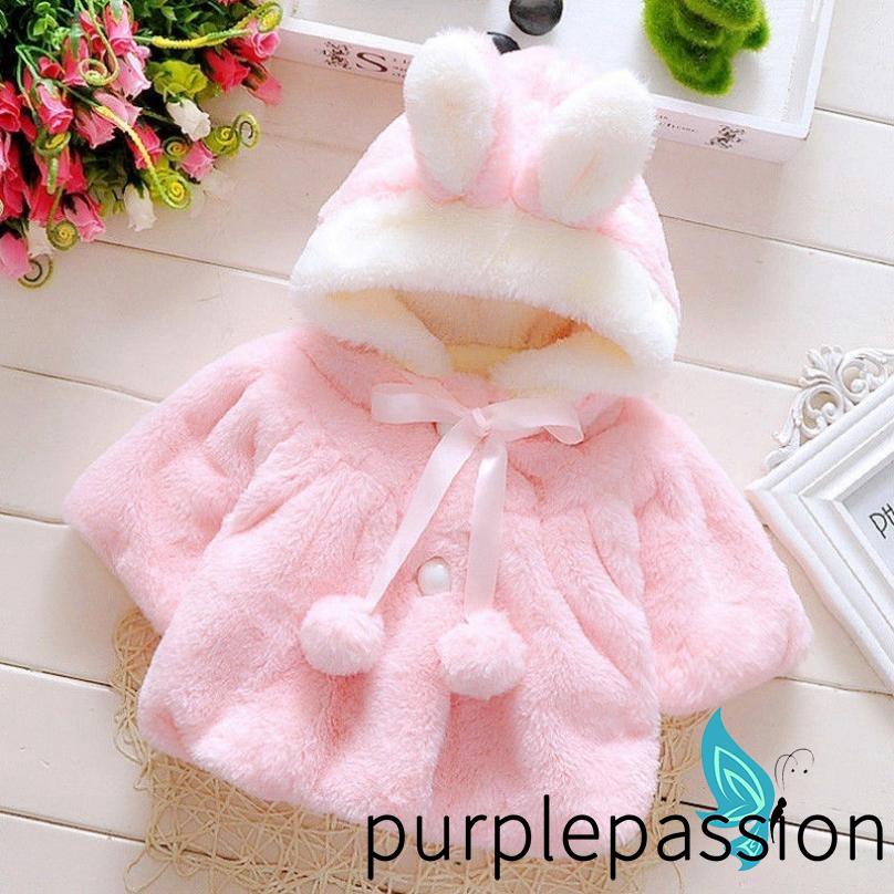 Áo khoác chất liệu bông mềm mại tai thỏ dễ thương cho bé