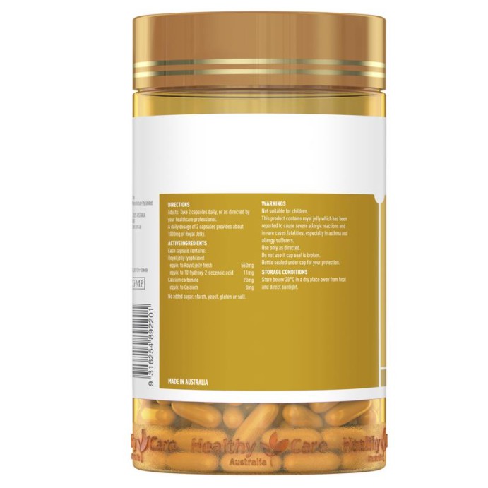 Viên uống sữa ong chúa Healthy Care Royal Jelly 1000mg 365 Viên Quà Tặng Mẹ