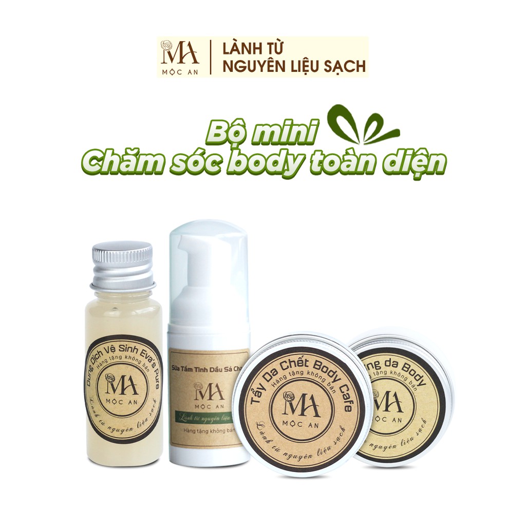 Bộ Sản Phẩm Mini Chăm Sóc Body Toàn Diện Mộc An 4 Bước Hiệu Quả, Nhỏ Gọn Tiện Lợi