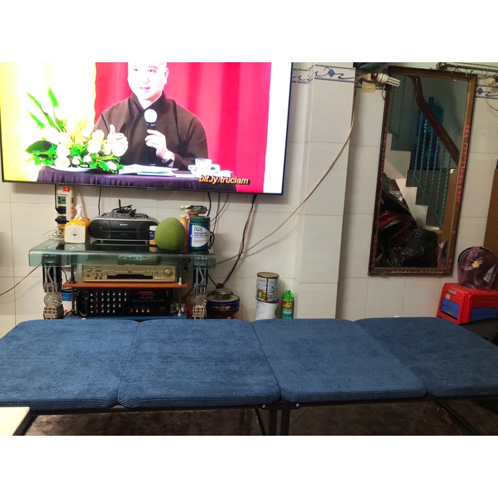 Giường Gấp Văn Phòng Gấp Gọn Đa Năng Cao Cấp Giường Xếp Thông Minh Có Bánh Xe Di Chuyển và Đệm Khung Thép Sơn Tĩnh Điện