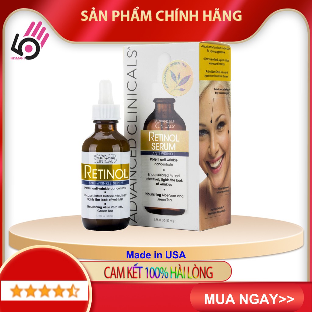 Serum Retinol chuyên nghiệp. Chống lão hóa, Giảm nếp nhăn, Advanced Clinicals, (1.75oz)