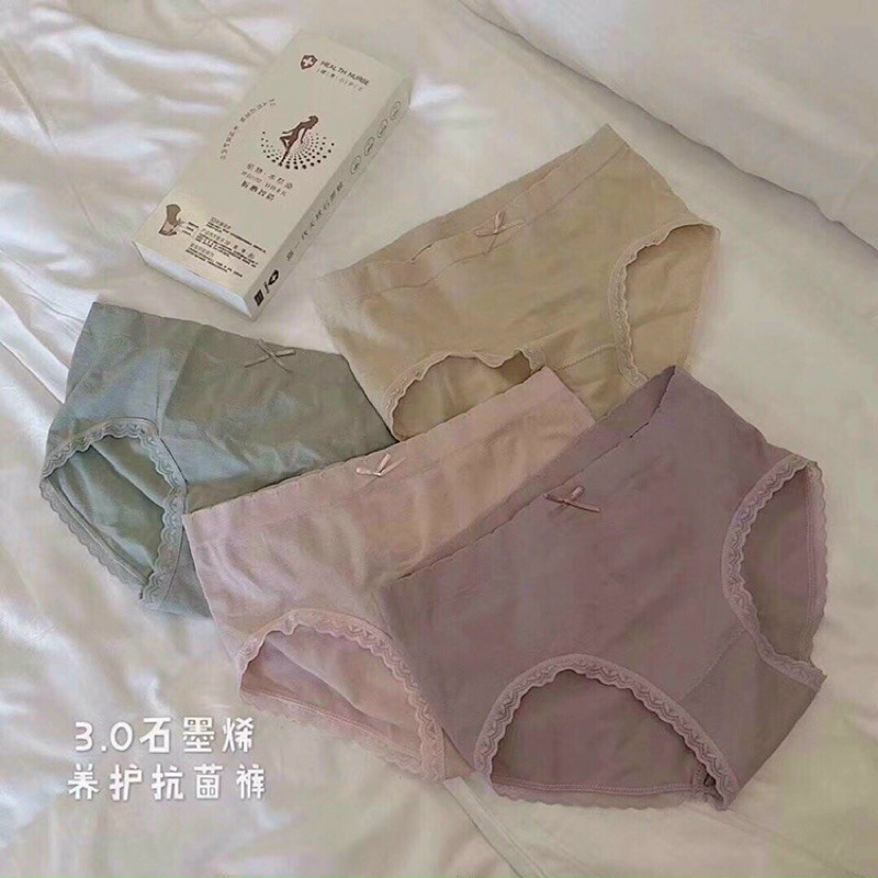 Set 4 Quần Lót Cotton Không Đường May Thoáng Khí Dưỡng Ẩm Cho Nữ