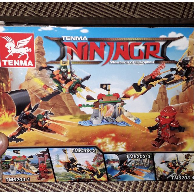 Lắp ráp 1 hộp LegoNinjagh 6203 có nhiều chi tiết bằng nhựa ABS