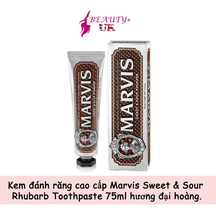 Kem đánh răng cao cấp Marvis Sweet &amp; Sour Rhubarb Toothpaste 75ml hương đại hoàng