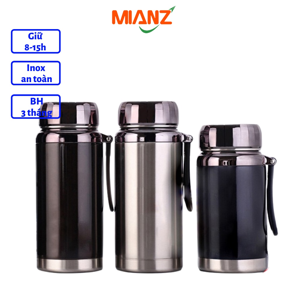 Bình nước giữ nhiệt 8-15h Mianz Store - Dung tích 600/780/1000/1200ML - MUA 01 TẶNG 01 - INOX cao cấp