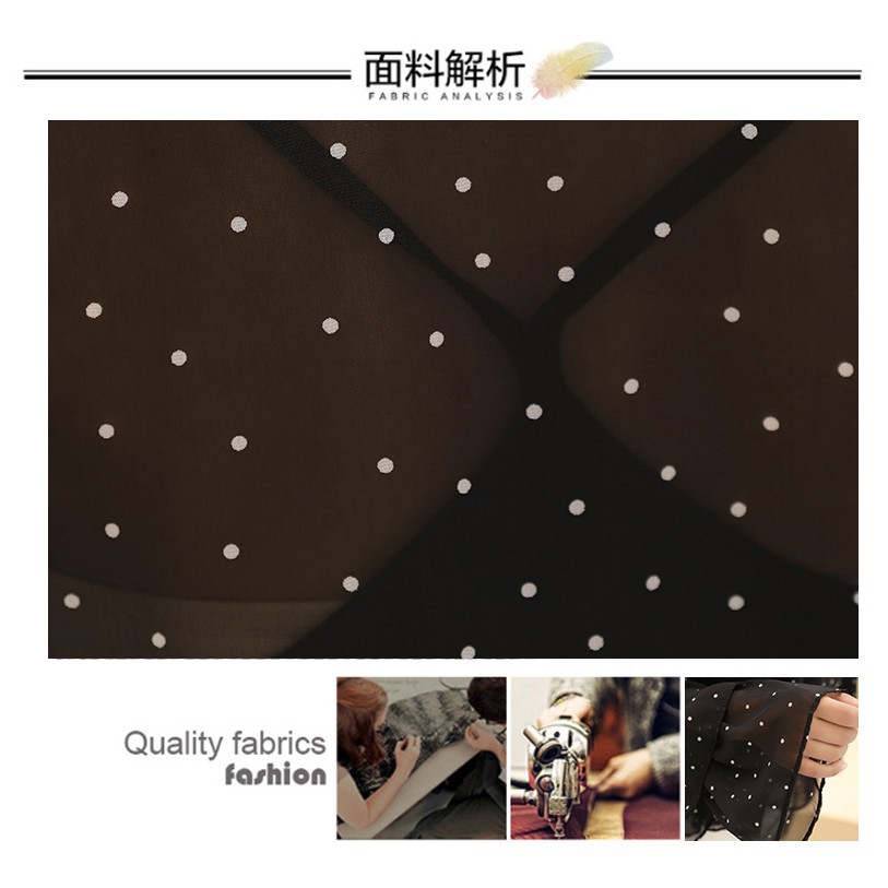 Áo voan kiểu cổ V tay dài với họa tiết chấm bi điệu đà nữ tính | BigBuy360 - bigbuy360.vn