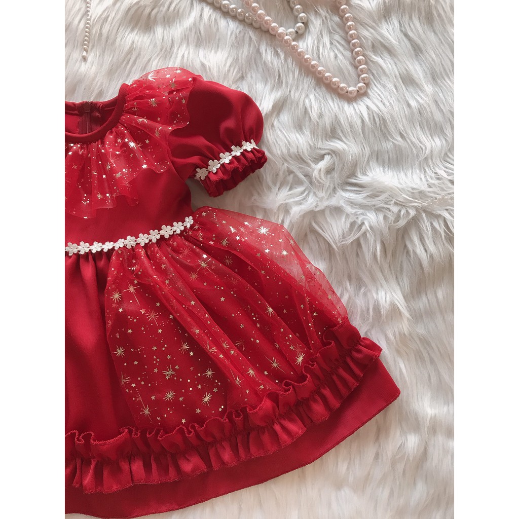 Váy Bé Gái 💕𝑭𝑹𝑬𝑬𝑺𝑯𝑰𝑷💕 Set Váy Phối Voan Ánh Sao Có Băng Đô Từ 0 - 4 Tuổi - Mint's Closet