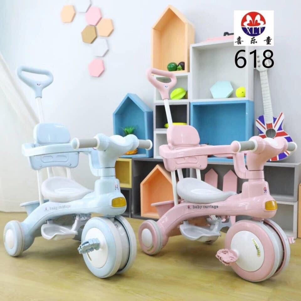 ⚡ XE ĐẠP 3 BÁNH CÓ CẦN ĐẨY PHÁT NHẠC 618 CHO BÉ ⚡ XE 3 BÁNH CÓ CẦN ĐẨY, CÓ ĐỂ CHÂN