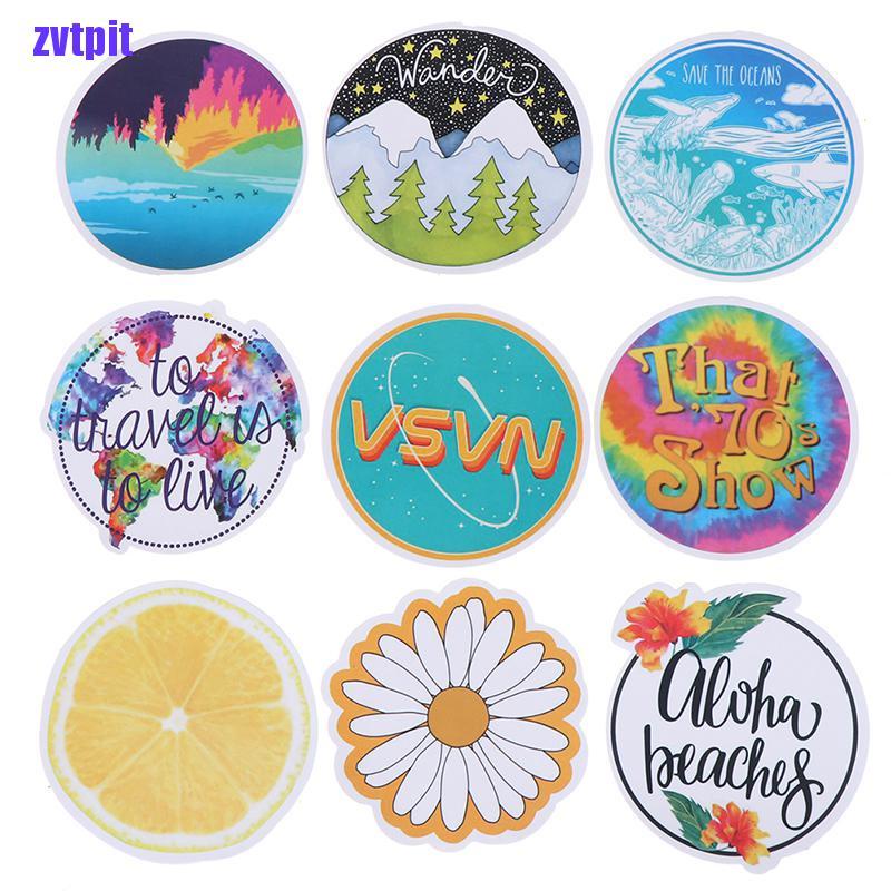 Set 53 Miếng Dán Trang Trí Sổ Tay / Va Li / Đàn Ghi Ta / Laptop Màu Vàng Nhạt Diy