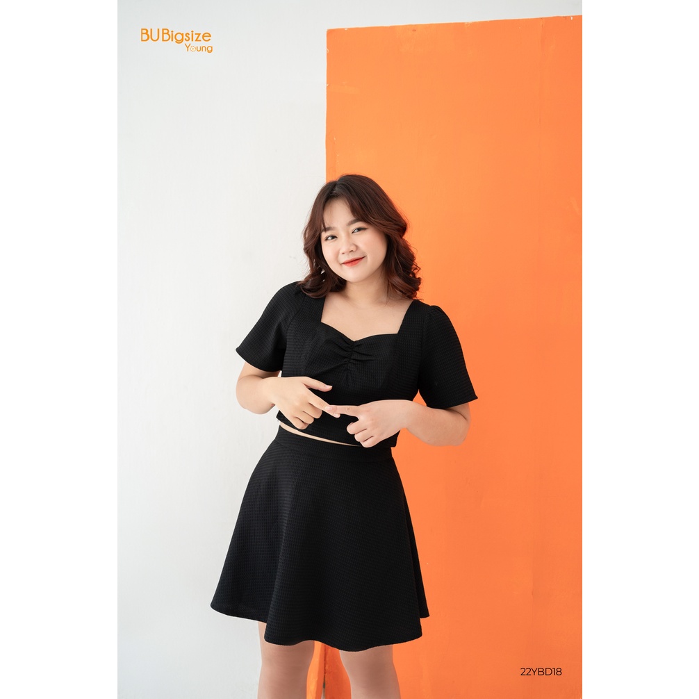 Set áo bổ mảnh nhún ngực + Chân váy xoè vải xốp BIGSIZE (55kg đến 95kg) - 22YBD18 - [BU Bigsize Young]