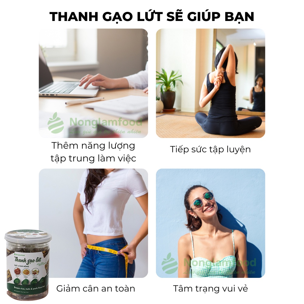 Ngũ cốc dinh dưỡng dạng thanh cơm lứt rong biển và các loại hạt, ngũ cốc ăn kiêng lành mạnh bổ sung năng lượng