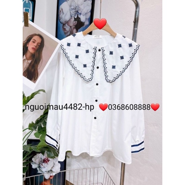 ❤Sơ mi trắng cổ sen to Baby thêu viền nổi, trẻ xinh và dễ thương ❤là hàng thiết kế may kỹ, cầu kỳ tỉ mỉ. Ảnh thật❤