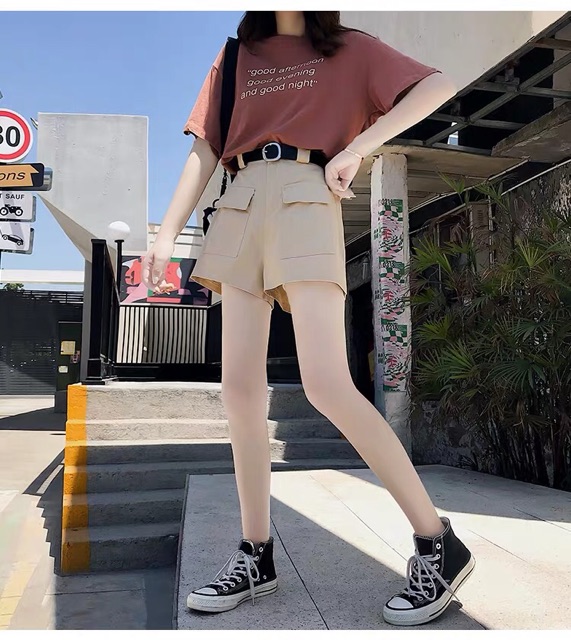 Quần short cạp cao, quần short kaki phong cách Hàn Quốc C8