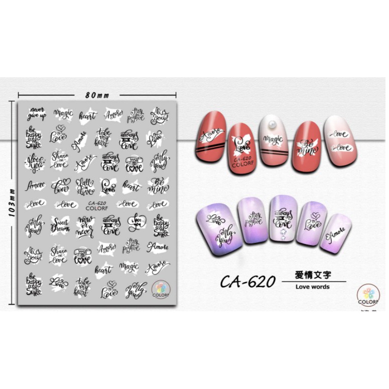 Sticker Nail Hình Chữ Dán Móng Tay Họa Tiết Mới Đẹp