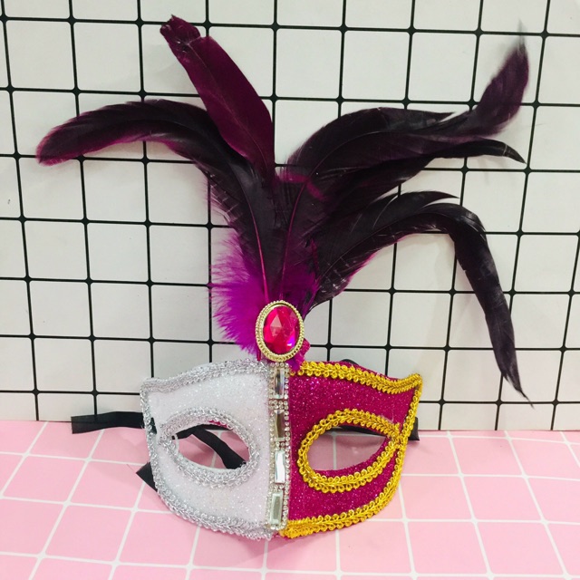 Mặt nạ hoá trang cosplay/ mặt nạ nửa mặt lông vũ kimsa trung thu haloween