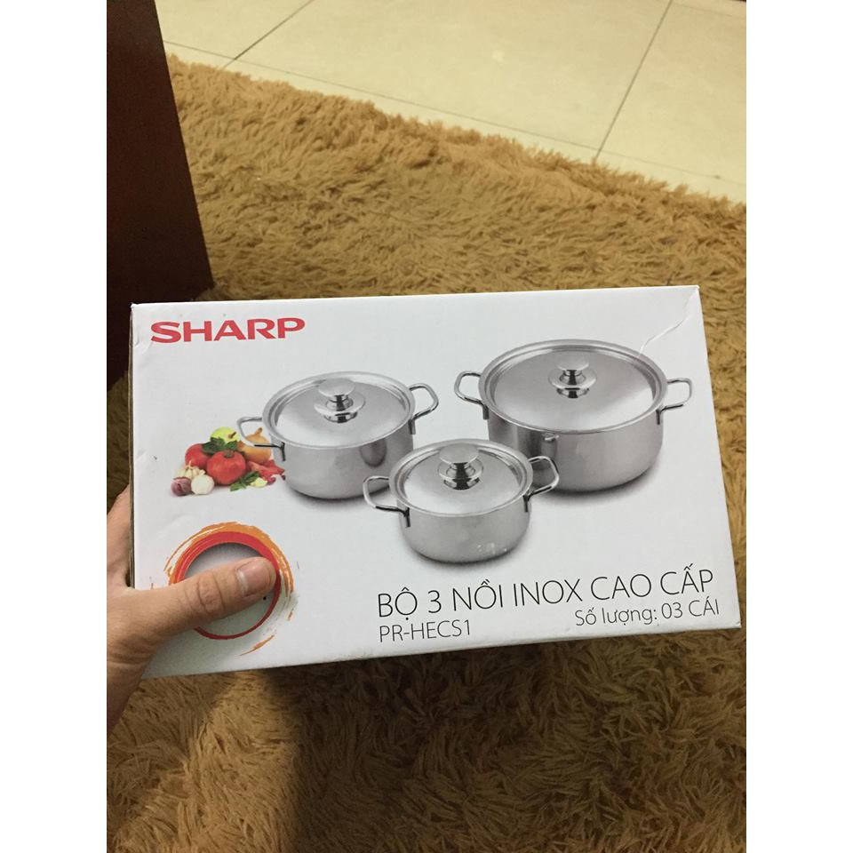 Bộ 3 Nồi inox Sharp sezi 16,20,24cm