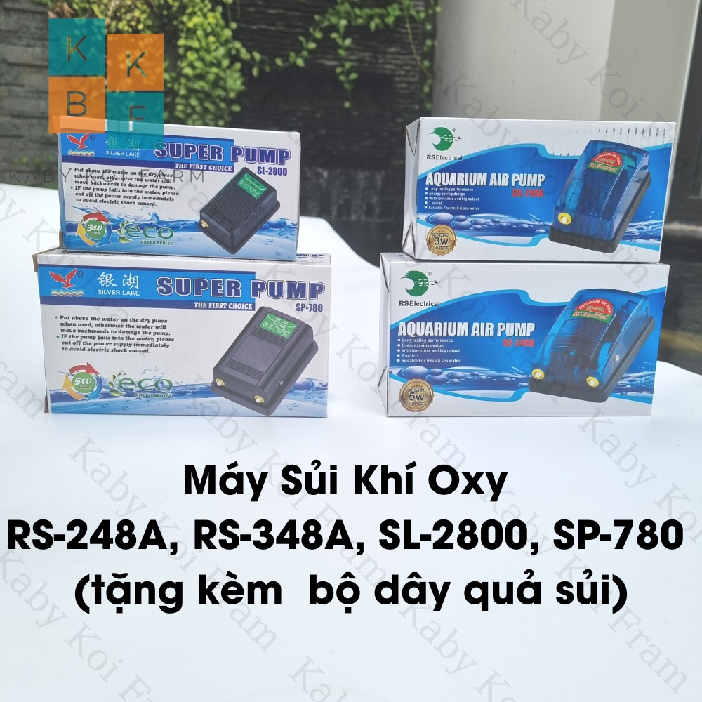 Máy sủi khí oxy bể cá 2 vòi RS 348A/ SP 780 rất bền tặng kèm 2 dây sủi + 2 quả sủi/ Máy sủi khí oxy bể cá 1 vòi RS 248A