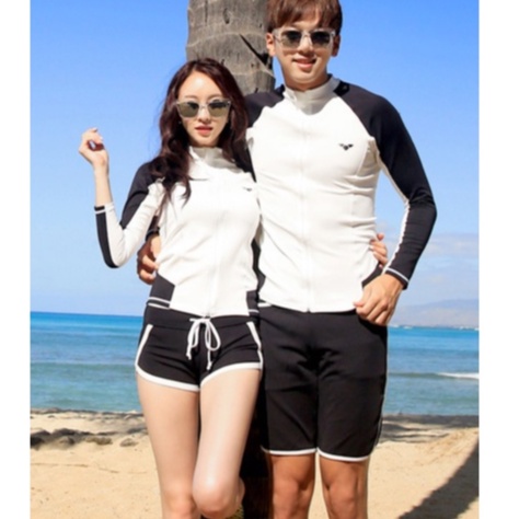 Đồ Bơi Nam Và Nữ Couple Tay Dài Che Nắng Kiểu Korea ATI81 ShopMaySG Chuẩn UPF 50+, Long-Sleeve Rash Guard Swimsuit