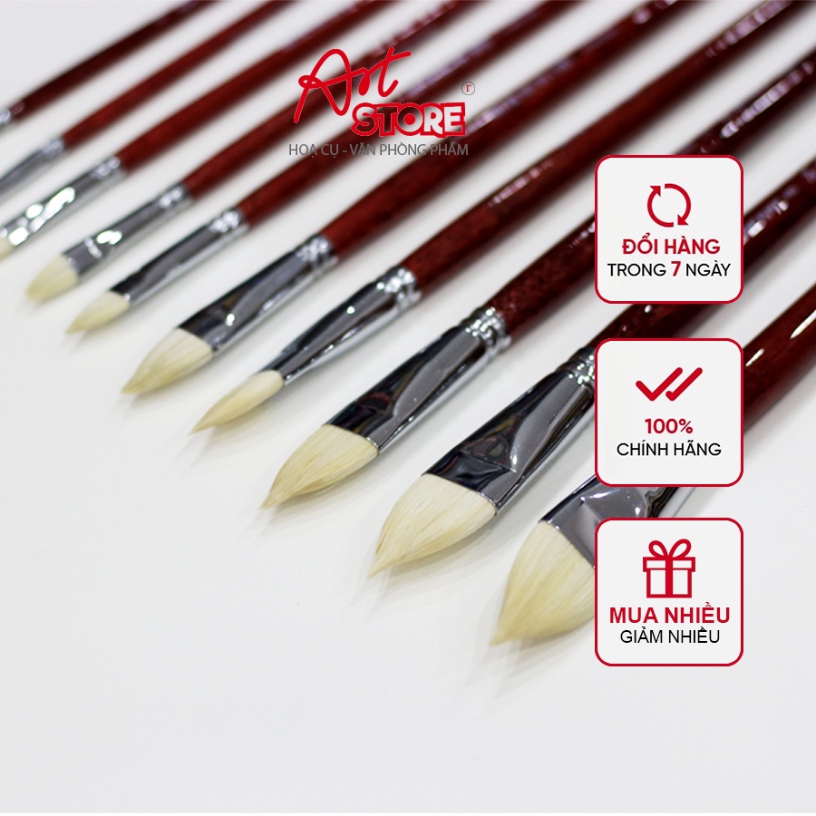 Cọ Vẽ Đầu Lưỡi Mèo Lông Cừu Cao Cấp Goat Filbert K102