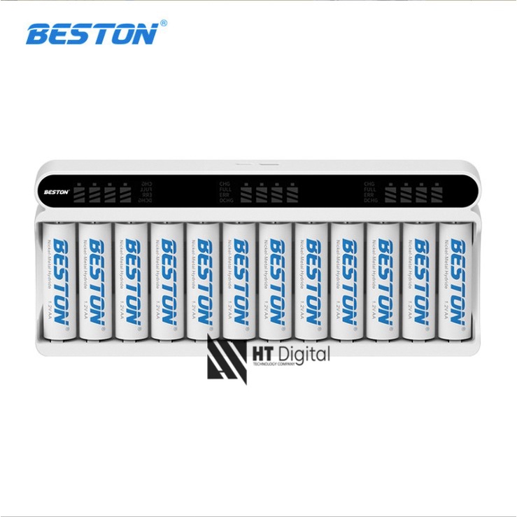 Bộ Sạc 12 pin AA AAA Beston C9025L,có tính năng sạc nhanh,tự ngắt khi đầy, đèn báo thông minh, dùng cho micro ,remote