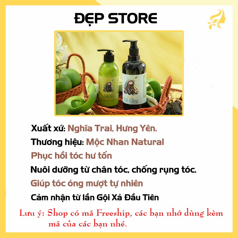 Dầu Gội Xả 🌸MỘC NHAN NATURAL🌸 Dầu Gội Xả Thảo giúp Chăm Sóc Tóc, Phục Hồi Tóc Hư Tổn - Dầu gội xả Mộc 100% Tự Nhiên.