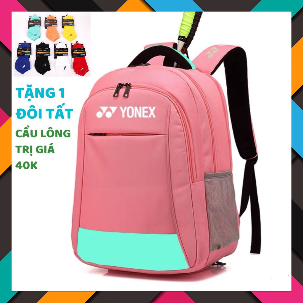 1 [Ưu đãi] Balo thể thao cầu lông Yonex 1399 Hồng viền xanh chuyên dụng cầu lông, nhỏ gọn, nhiều ngăn, mẫu mã đa dạng 3