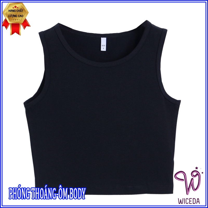 Áo ba lỗ nữ sát nách ôm,áo croptop chất vải mềm mịn co giãn 2 màu đen trắng Wiceda AL250