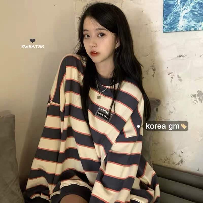 Áo Sweater Kẻ ngang phong cách Ulzzang Hàn Quốc tay dài CoolZ CZ701