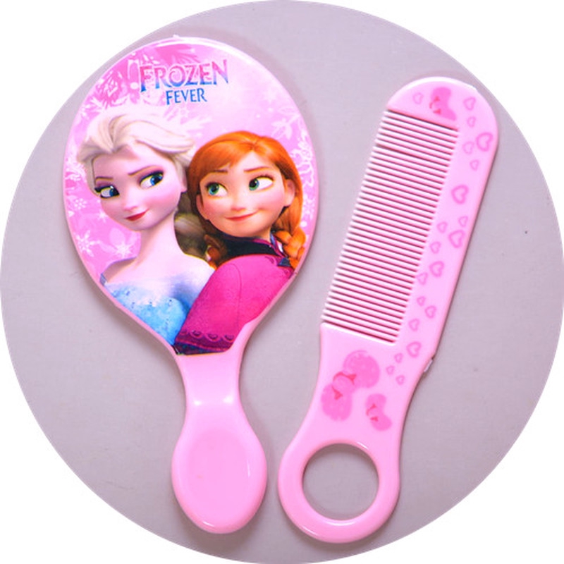 Bộ đồ chơi trang điểm hai món gương + lược họa tiết hoạt hình frozen/ my little pony dành cho bé gái