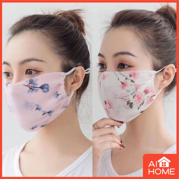 Khẩu trang chống nắng/ tia UV/ bụi bẩn thoáng khí bằng vải voan có thể tái sử dụng 6K MFxW