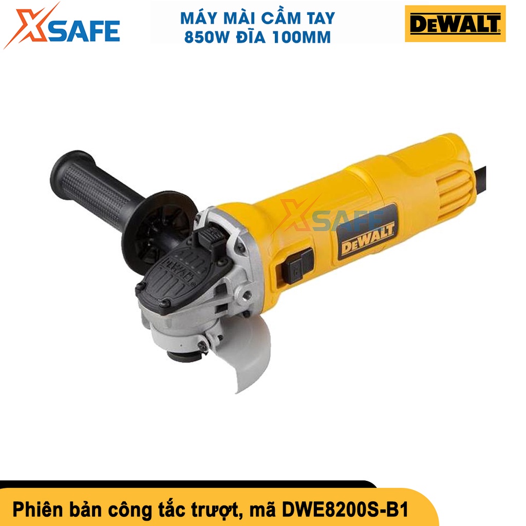 Máy mài góc cầm tay DEWALT 850W, đường kính đĩa 100mm, trục M10, cắt sắt cầm tay có nút khoá trục, tốc độ 12000v/p