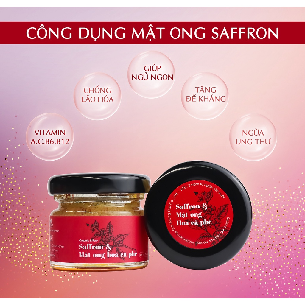 Saffron ngâm mật ong Kingdom Herb chính hãng, nghệ tây mật ong thượng hạng hộp 40g Q1