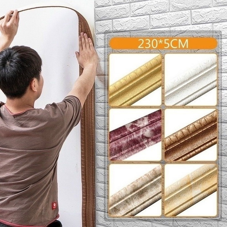 Miếng Dán Viền Tường / Sàn Nhà Họa Tiết 3d Phong Cách Âu Mỹ Chống Thấm Nước Siêu Bền Tiện Dụng Cho Nhà Bếp