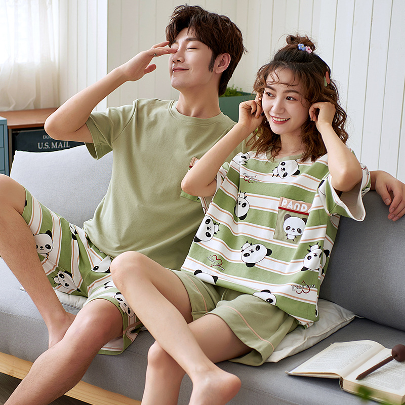 áo nữ đồ bộ pyjama Pijama Set Đồ Ngủ Vải Phi Bóng Phong Cách Hàn Quốc Quyến Rũ Cho Cặp Đôi Đồ ngủ đôi đồ mặc nhà thu đông lụa cặp đôi cao cấp nam