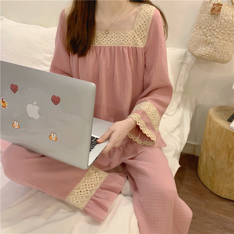 (ORDER) Bộ đồ ngủ tiểu thư cổ vuông AK1964