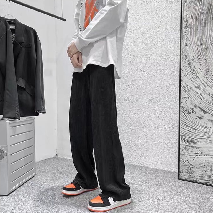 Quần Baggy Dài Ống Rộng Phong Cách Hàn Quốc Thời Trang Cho Nam / Nữ