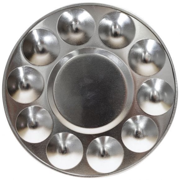 Khay Pha Màu Kim Loại Bạc 10 ô Tròn Mont Marte 17 cm