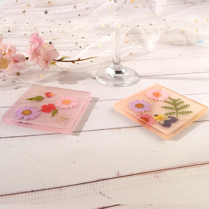 Set 2 khuôn silicon đổ epoxy resin hình tròn/vuông dùng làm tấm lót ly cốc độc đáo