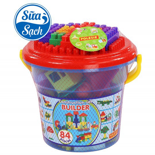 [GIÁ TỐT] Bộ đồ chơi lắp ghép xây dựng kèm xô Maxi 84 chi tiết (màu đỏ) – Polesie Toys