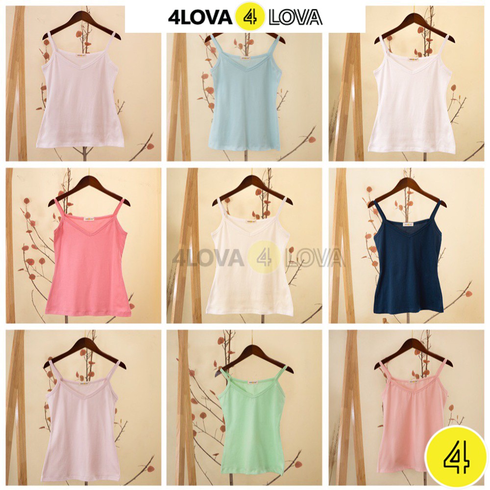 Áo 2 dây nữ cổ tim 4LOVA chất liệu thun 100% cotton dáng ôm mềm mại, quyến rũ