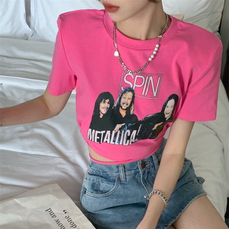 Áo Thun Tay Ngắn Dáng Ôm In Họa Tiết Thời Trang Mùa Hè Cho Nữ