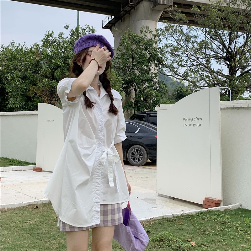 Áo Sơ Mi Tay Ngắn Cổ polo Dáng Rộng Thời Trang Hàn Quốc Cho Nữ